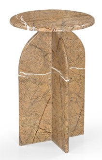 Basset Mirror Abbey Amber Accent Table - Modern Architectural Design With Unique Marble Top For Elegant Home Decor Brown Marble Stone 9921-lr-223