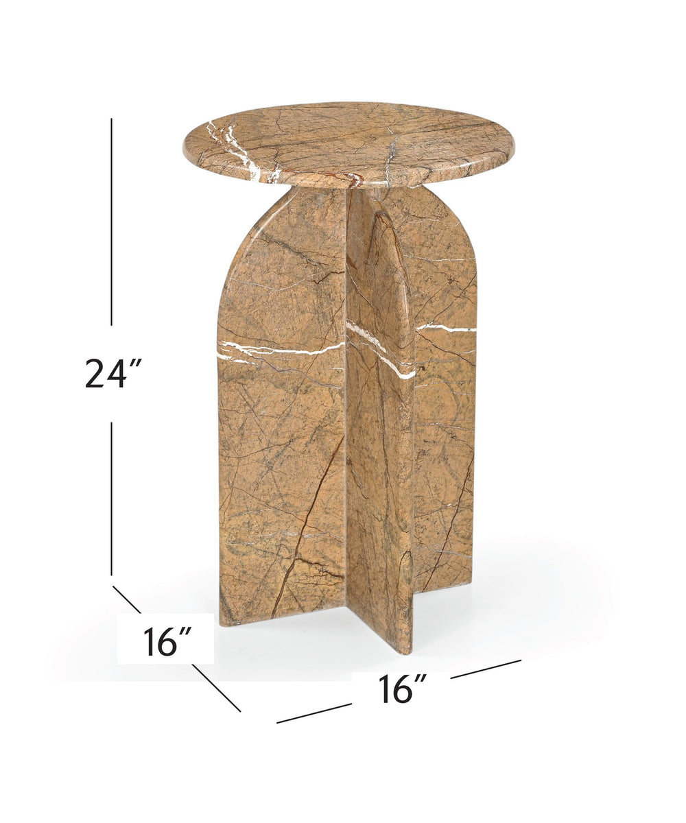 Basset Mirror Abbey Amber Accent Table - Modern Architectural Design With Unique Marble Top For Elegant Home Decor Brown Marble Stone 9921-lr-223