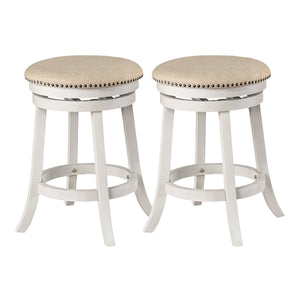 OSP Home Furnishings Round Backless Swivel Stool - Set of 2 Beige / White Washed