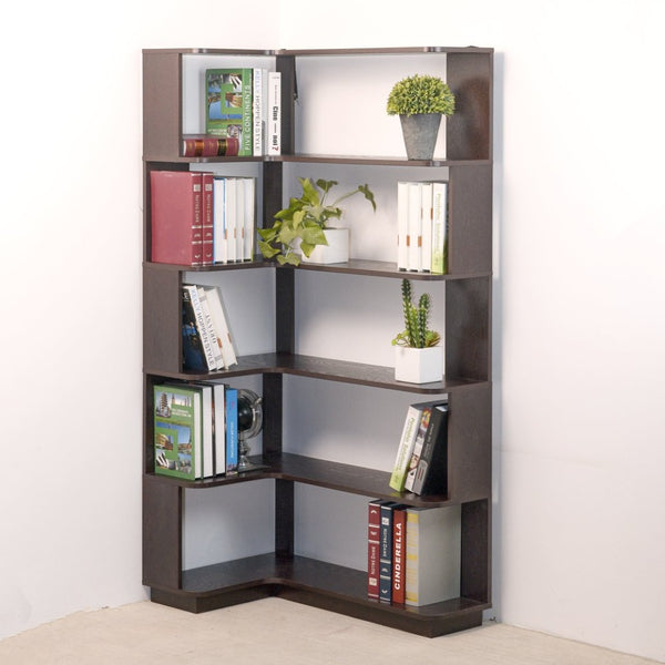 English Elm 90cm L-shaped Corner Bookcase Open Mdf Shelving Unit for Office or Bedroom W2899P444158