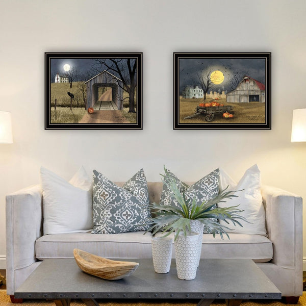 English Elm Trendy Decor 4u Billy Jacobs Halloween Pastoral 2 Piece Black Framed Art Set B067P254086
