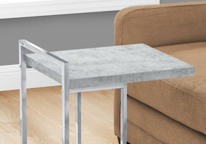 English Elm Accent C-Shaped Table - Modern Grey Laminate & Chrome Metal Design For Snacks, Laptops & More! B2710P219378