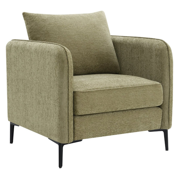 OSP Home Furnishings Newhaven Contemporary Accent Chair with Black Metal Legs for Modern Living Rooms Sea NWN-S126