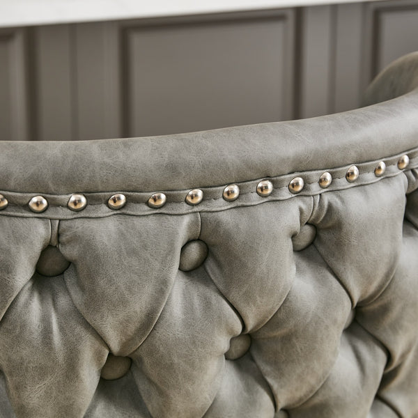 English Elm A&A Mid Century Dining Chair Set of 2 with Curved Ergonomic Walnut Back Upholstered Seat and Metal Legs W1143P193493 W1143P193493