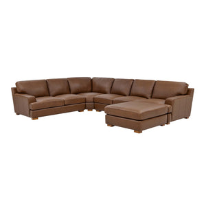 English Elm Leather Match Modular Sectional with Top-grain Upholstery and Flexible Open Plan Seating Dark Brown B2748S00028