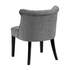 English Elm Foam Curved Back Accent Chair with Piped Upholstery and Padded Seat on Espresso Wood Legs, Stylish Comfort Charcoal 25.5 L x 25.5 W x 19.5 H B011P305068