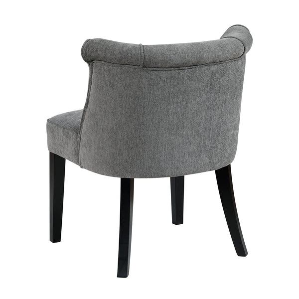 English Elm Foam Curved Back Accent Chair with Piped Upholstery and Padded Seat on Espresso Wood Legs, Stylish Comfort Charcoal 25.5 L x 25.5 W x 19.5 H B011P305068