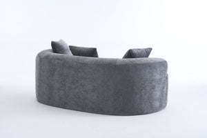 English Elm Crescent-shaped Chenille Loveseat Low Profile Curved Sofa for Modern Living Rooms Grey W5188P450353