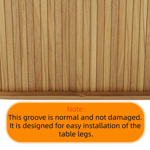 English Elm 55.11"-70.86" Extendable Dining Table with Sculpted Striped Legs Seats Six in Modern Style Natural W757P411747