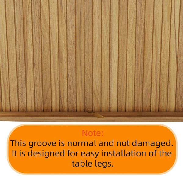English Elm 55.11"-70.86" Extendable Dining Table with Sculpted Striped Legs Seats Six in Modern Style Natural W757P411747
