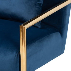 Baxton Studio Baxton Studio Mira Luxe Navy Velvet Lounge Chair with Gold Metal Frame - Chic Comfort for Any Space TSF-60458-Navy Velvet/Gold-CC