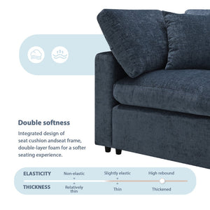 English Elm [video Modular Cloud Sectional Sofa Chenille Six Seat Sleeper with Ottoman for Living Room Dark Blue N723S9583K