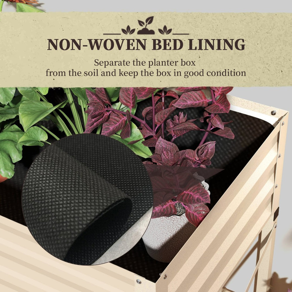 English Elm Outsunny Elevated Garden Bed With Galvanized Steel Frame, Storage Shelf & Easy-Access Planter Box W2225P200468-GIGA