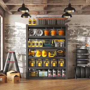 English Elm 82"H 6-Tier Metal Shelves - 2400LB Heavy Duty Adjustable Garage Rack, Easy Tool-Free Assembly, Versatile Storage T2398P252494