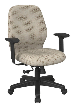 OSP Home Furnishings Mid Back Executive Office Chair with Synchro Tilt Lumbar Support and Padded Pu Arms Luna 3121-K100