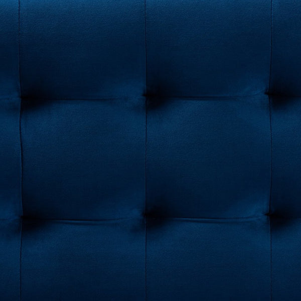 Baxton Studio Baxton Studio Modern Velvet Storage Ottoman Bench with Grid-Tufted Top and Walnut Legs for Style Navy BBT3101-Navy Velvet/Walnut-Otto