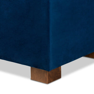 Baxton Studio Baxton Studio Modern Velvet Storage Ottoman Bench with Grid-Tufted Top and Walnut Legs for Style Navy BBT3101-Navy Velvet/Walnut-Otto