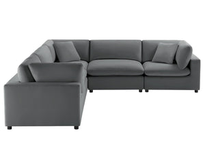 English Elm Caylie Modular 5-Piece Sectional In Charcoal – Versatile Comfort, Stylish Design & Easy Care Solution B050S00025