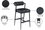 Stryker Black Boucle Fabric and Vegan Leather Stool 992Black-C Meridian Furniture