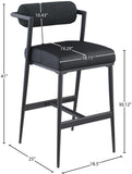 Stryker Black Boucle Fabric and Vegan Leather Stool 992Black-C Meridian Furniture