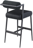 Stryker Black Boucle Fabric and Vegan Leather Stool 992Black-C Meridian Furniture