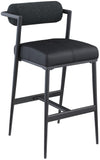 Stryker Black Boucle Fabric and Vegan Leather Stool 992Black-C Meridian Furniture