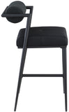 Stryker Black Boucle Fabric and Vegan Leather Stool 992Black-C Meridian Furniture