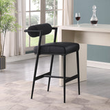 Stryker Black Boucle Fabric and Vegan Leather Stool 992Black-C Meridian Furniture