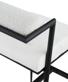 Stryker Cream Boucle Fabric and Vegan Leather Stool 992Cream-C Meridian Furniture