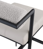 Stryker Taupe Boucle Fabric and Vegan Leather Stool 992Taupe-C Meridian Furniture