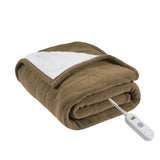 Serta Fleece to Sherpa Casual Heated Throw ST54-0122 Brown