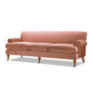English Elm Jennifer Taylor Home - Alana Three-Cushion Peach Orange Velvet Sofa - Luxurious Comfort For Modern Living Spaces Today! B2719P238311
