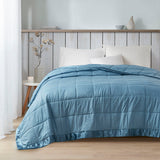 Madison Park Cambria Casual Oversized Down Alternative Blanket with Satin Trim MP51-7647 Slate Blue