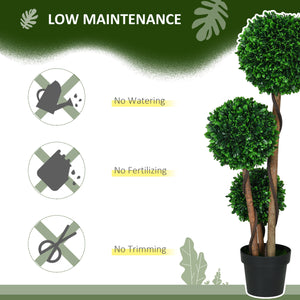 English Elm HOMCOM 3-Ball Boxwood Topiary Tree 43.25" with Pot - Realistic UV-Safe Faux Plant for Home & Patio W2225P217287