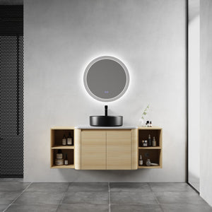 English Elm 54'' Wall-Mounted Bathroom Vanity With Elegant Ceramic Sink, Soft-Close Doors, Modern Shelving & More! W999S00476