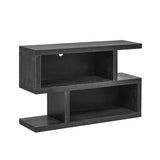 English Elm Trexm Retro Console Table With Symmetrical 2-Tier Open Shelf For Entryway and Living Room (Black)