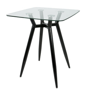 English Elm Clara Mid-Century Modern Square Counter Table With Glass Top & Black Metal Base For Stylish Dining B202P223303