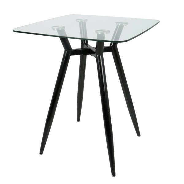 English Elm Clara Mid-Century Modern Square Counter Table With Glass Top & Black Metal Base For Stylish Dining B202P223303