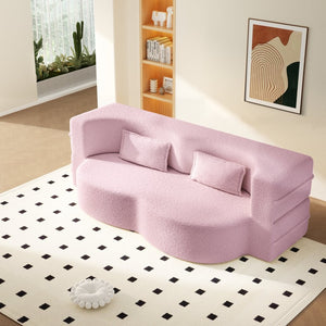 English Elm Modern Corduroy Floor Sofa Foldable Twin Sleeper Foam Filled for Compact Living Spaces Pink W1885P435358