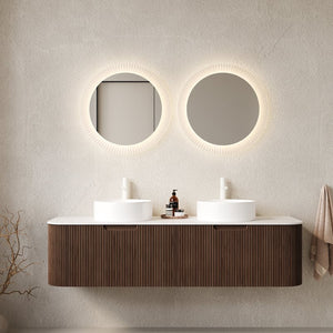English Elm Dina 60" Wall-Mounted Bathroom Vanity With 2 Ceramic Sinks, Stylish Storage & Modern Curved Design W2615S00127