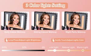 English Elm Portable Led Vanity Makeup Case Aluminum Travel Organizer with Mirror Lock Dividers W1550P163305
