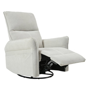 English Elm 360° Swivel Rocker Recliner Chair with Pull-Ring Recline, 360° Swivel, Rocking Comfort for Living Spaces Gray W1028S00049