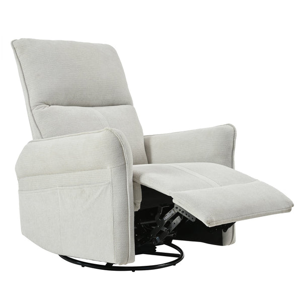 English Elm 360° Swivel Rocker Recliner Chair with Pull-Ring Recline, 360° Swivel, Rocking Comfort for Living Spaces Gray W1028S00049