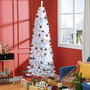 English Elm Homcom 7Ft Slim Douglas Fir Christmas Tree - Unlit, Realistic, Space-Saving Design For Festive Decor W2225P249649
