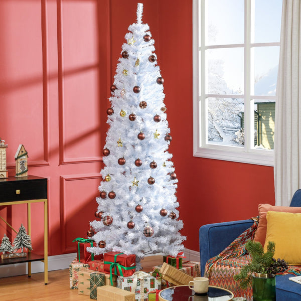 English Elm Homcom 7Ft Slim Douglas Fir Christmas Tree - Unlit, Realistic, Space-Saving Design For Festive Decor W2225P249649