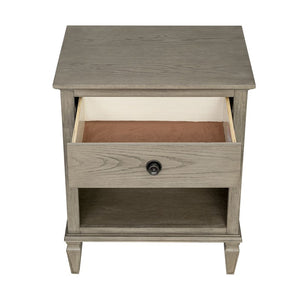 English Elm Victoria Aged Oak Nightstand with Solid Wood Legs, Wire-Brushed Veneer, Drawer & Open Shelf Grey 27.25 L x 22.75 W x 27.25 H B035P341168