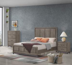 English Elm 1Pc Contemporary Queen Panel Bed - Sleek Grey Oak Finish For Modern Minimalist Bedrooms B2741S00388