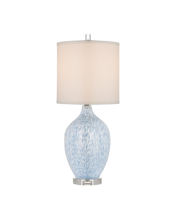Currey & Company Tinney Blue Table Lamp - Elegant Heart-shaped Ceramic Design With Crystal Base & Tailored Shade Blue Ceramic ,Optic Crystal 6000-1040-currey-company