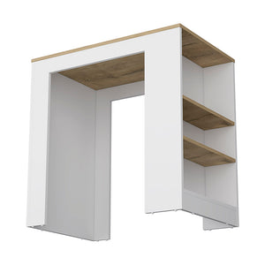 English Elm Harlan Kitchen Island Counter Height White/Macadamia with 23.2"x36.2" Top and 3 Open Side Shelves B128P148714
