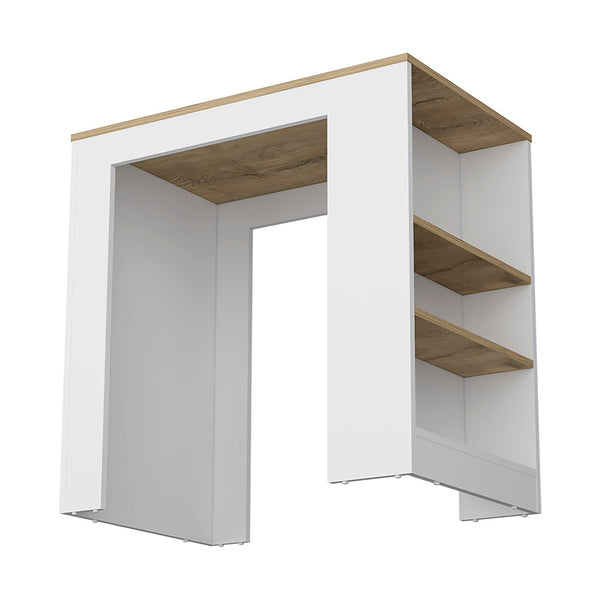 English Elm Harlan Kitchen Island Counter Height White/Macadamia with 23.2"x36.2" Top and 3 Open Side Shelves B128P148714